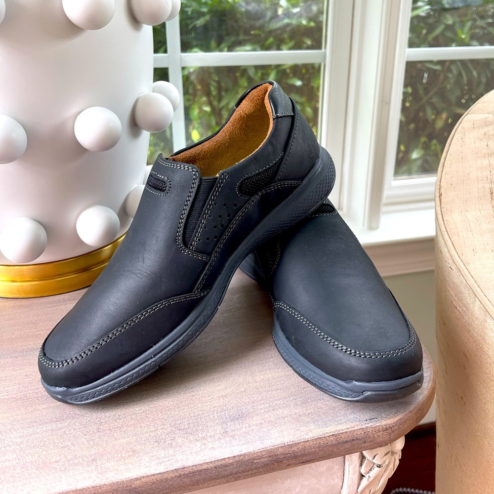 New Florsheim Great Lakes Jr. Boys Slip On Black Leather Dress Shoe School Shoe